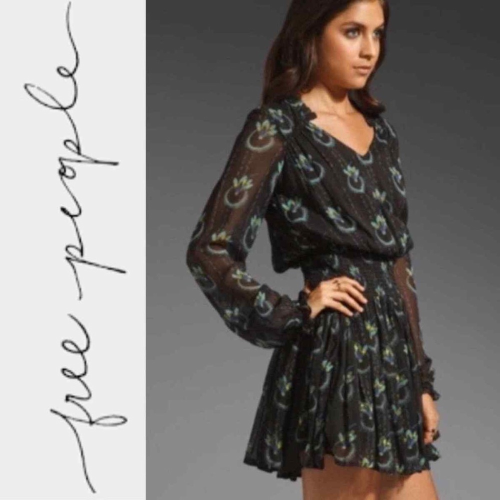 Free People Black Floral Dress